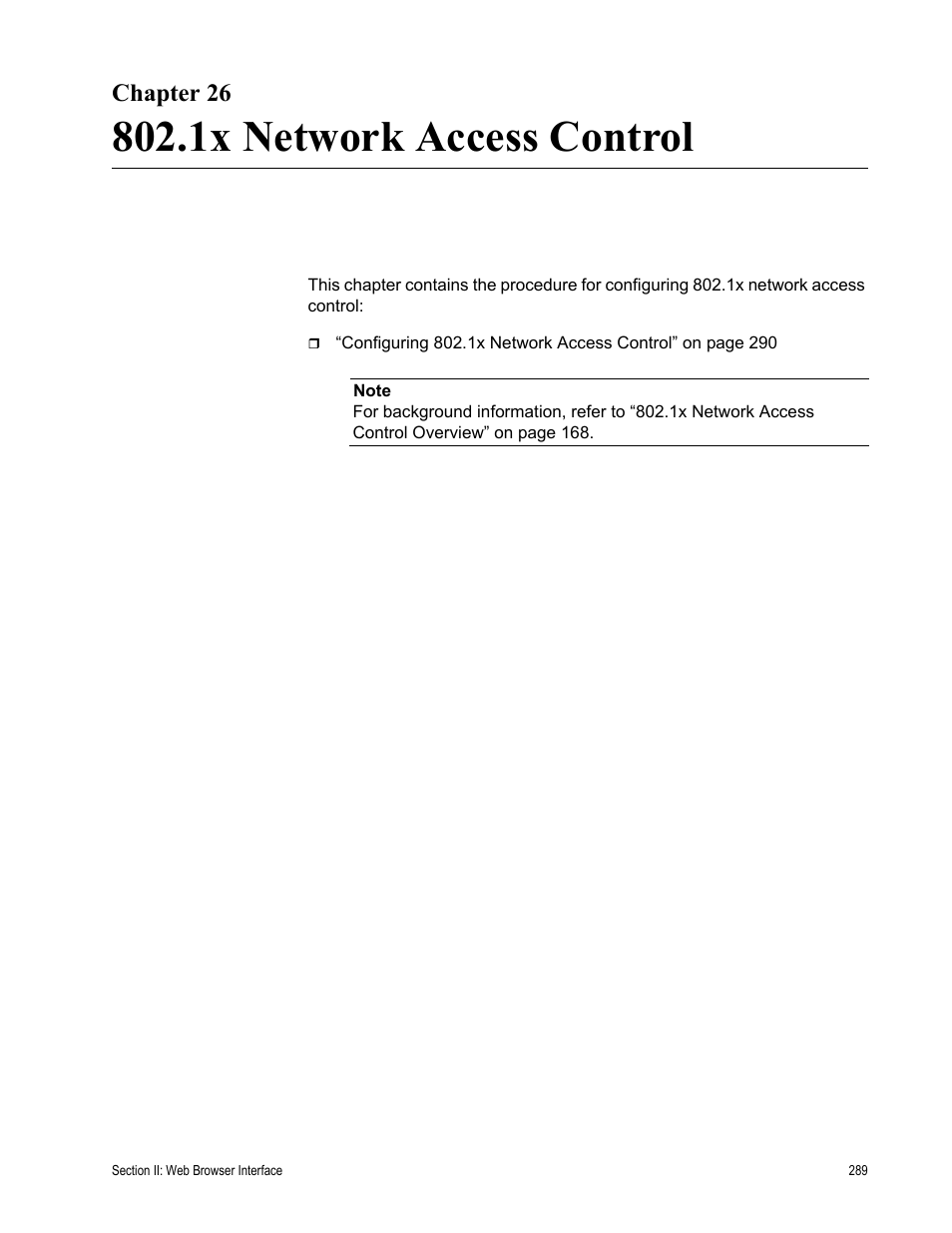 Chapter 26, 1x network access control | Allied Telesis AT-S84 User Manual | Page 289 / 334