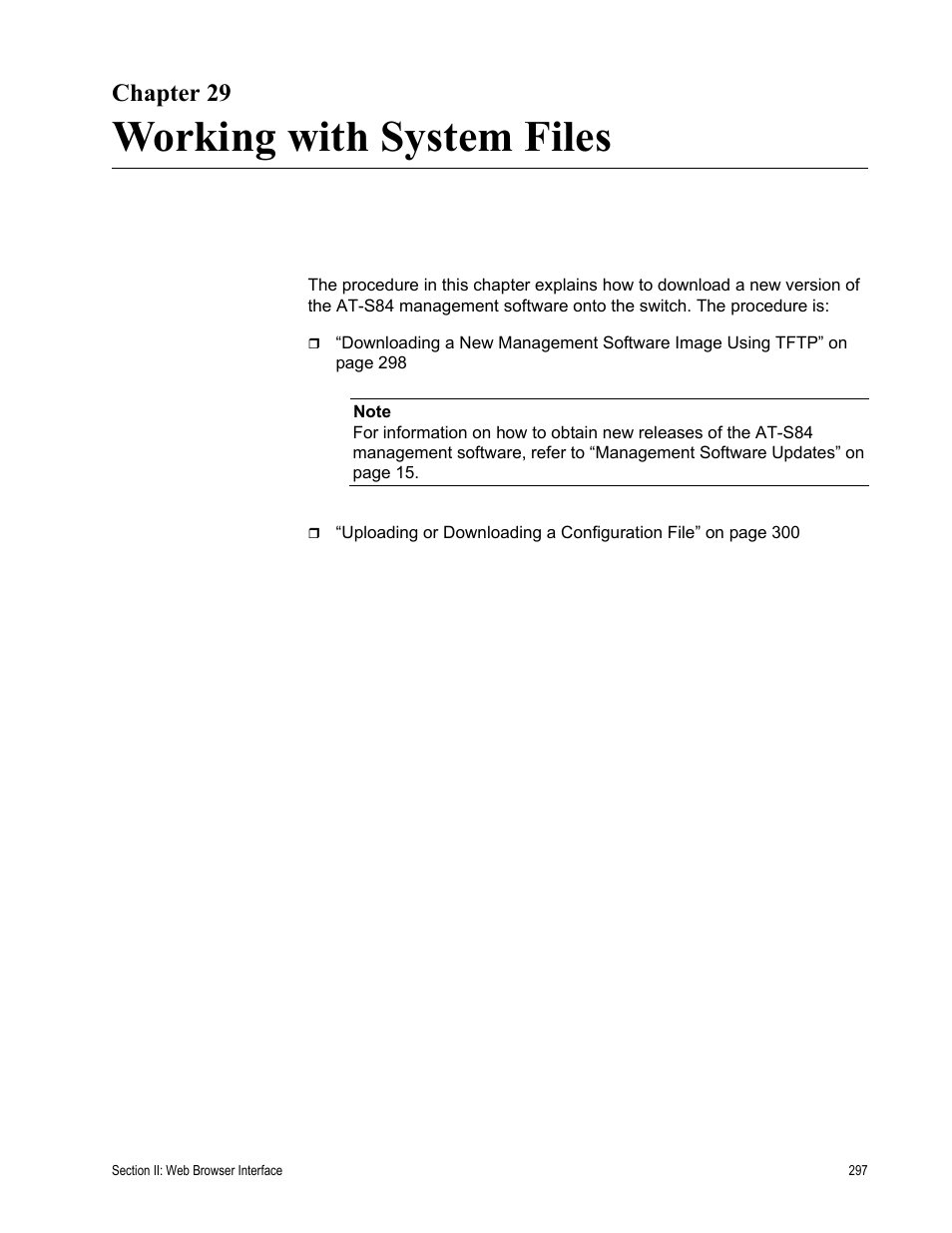 Chapter 29, Working with system files | Allied Telesis AT-S84 User Manual | Page 297 / 334