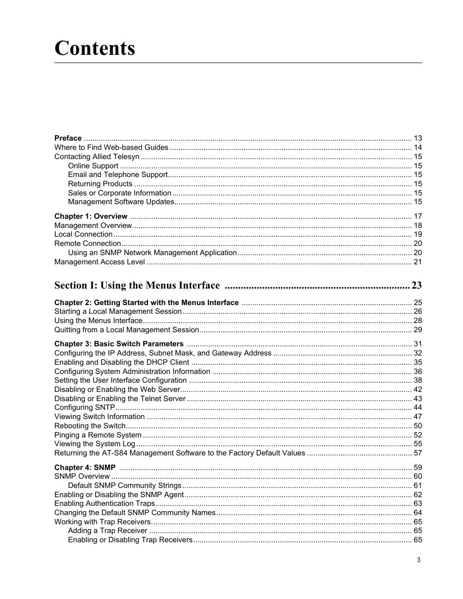Allied Telesis AT-S84 User Manual | Page 3 / 334