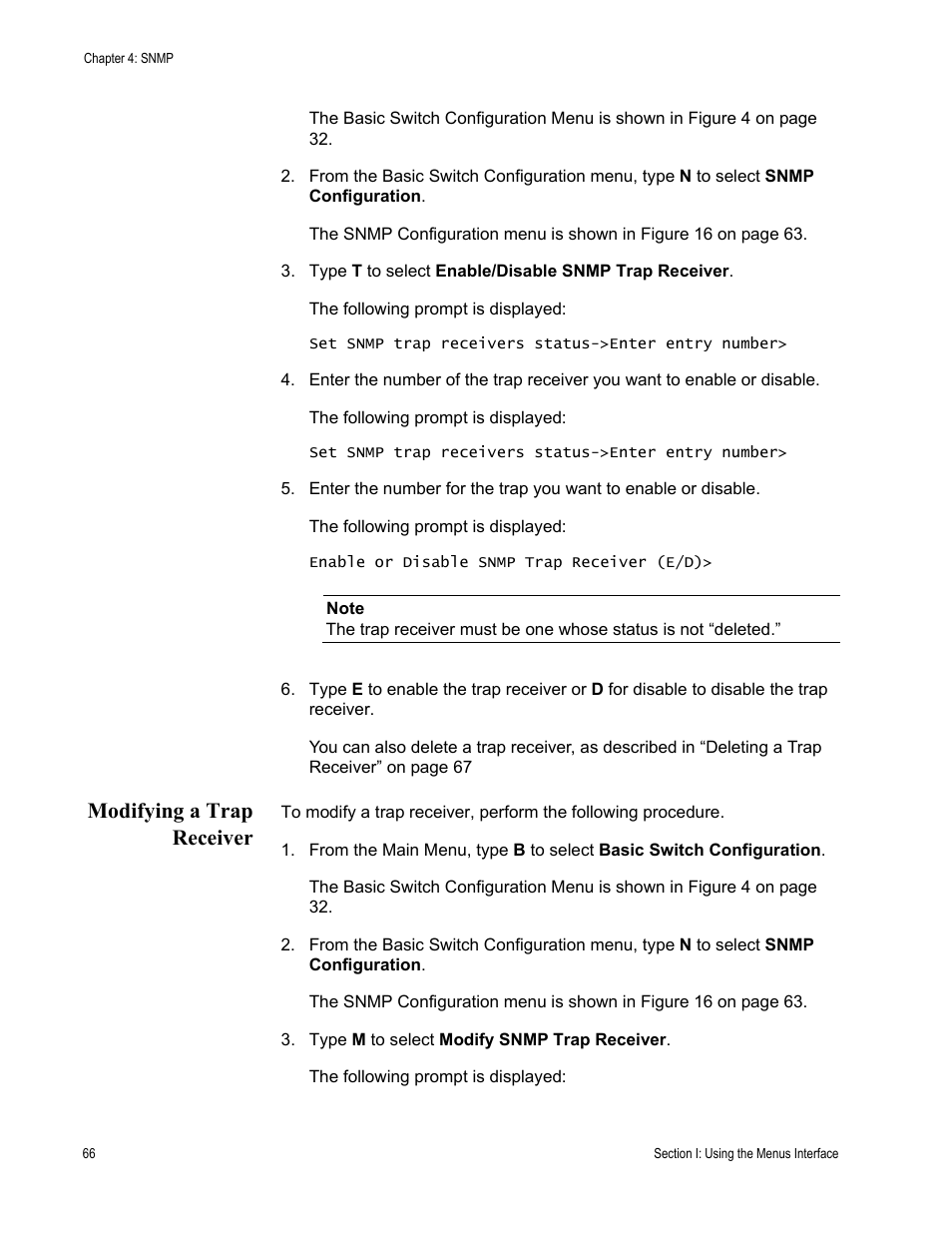 Modifying a trap receiver | Allied Telesis AT-S84 User Manual | Page 66 / 334