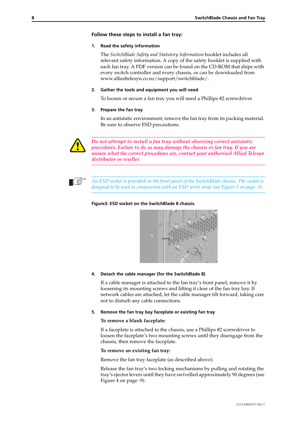 Allied Telesis SwitchBlade Chassis and Fan Tray User Manual | Page 8 / 11