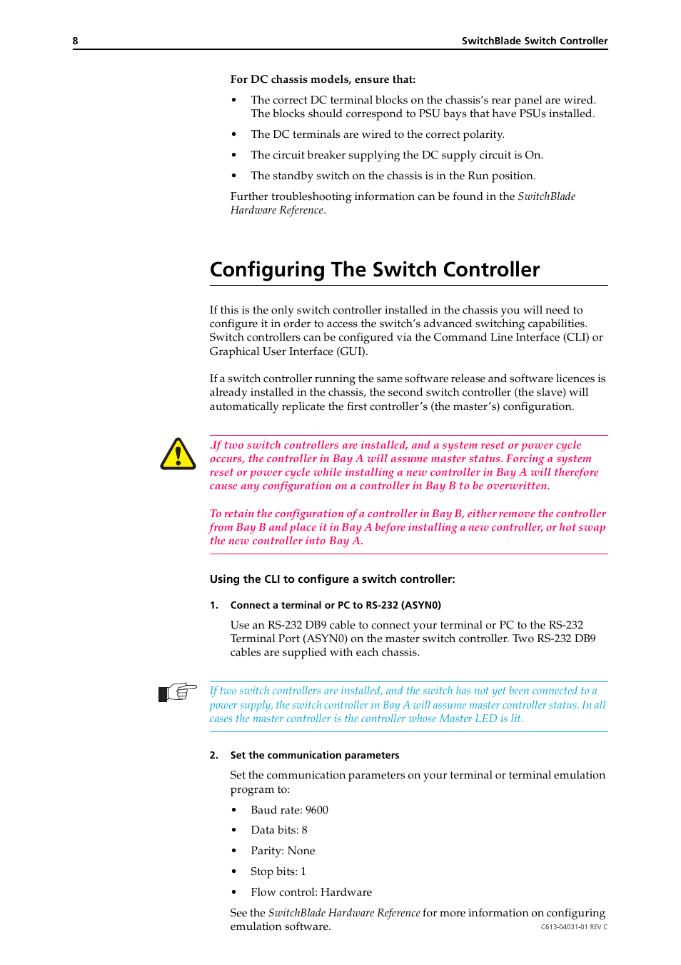 Configuring the switch controller | Allied Telesis SwitchBlade Switch Controller User Manual | Page 8 / 12