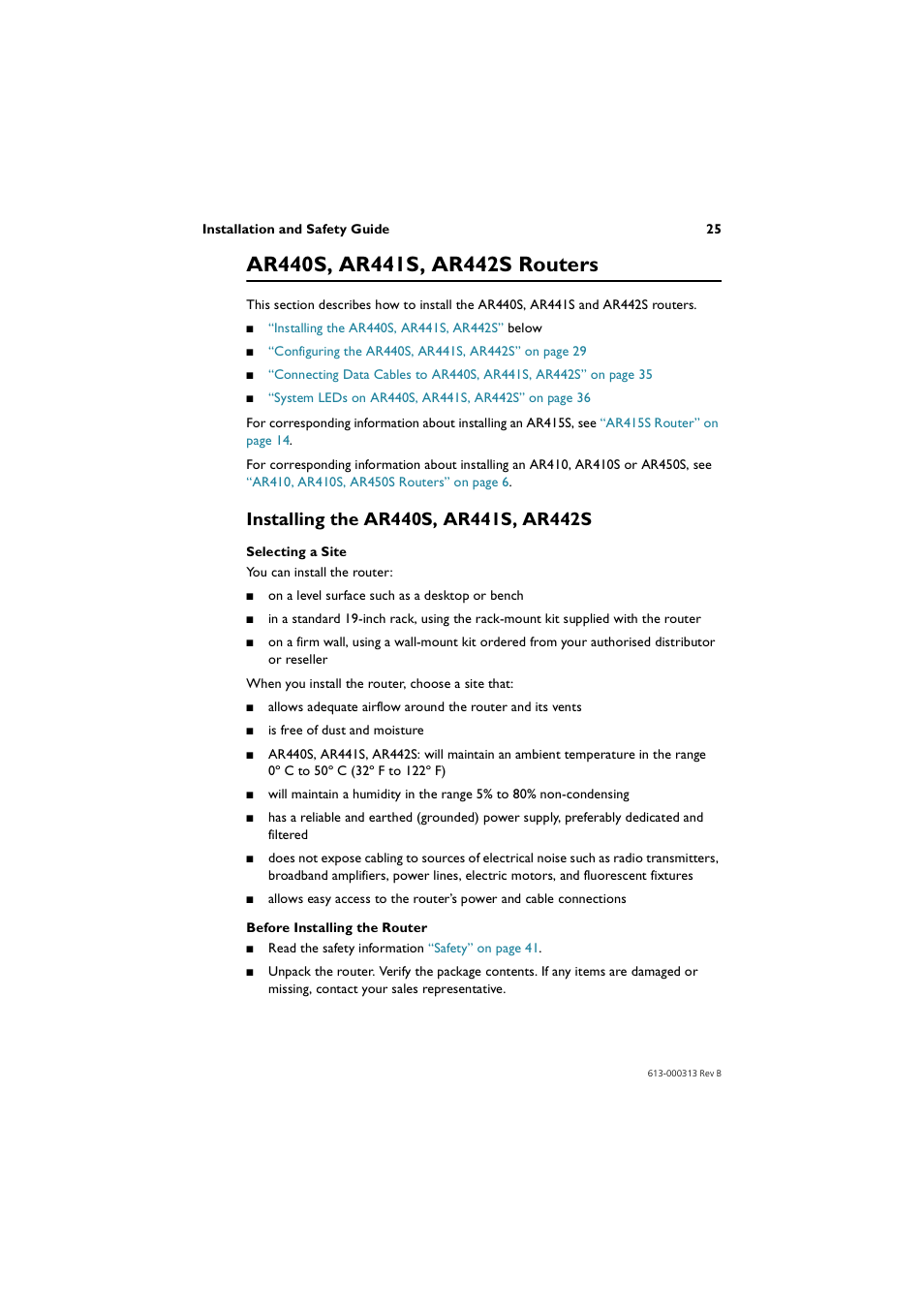 Ar440s, ar441s, ar442s routers, Installing the ar440s, ar441s, ar442s | Allied Telesis AR400 Series Router User Manual | Page 25 / 56