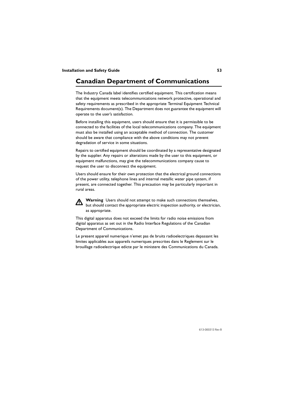 Canadian department of communications | Allied Telesis AR400 Series Router User Manual | Page 53 / 56