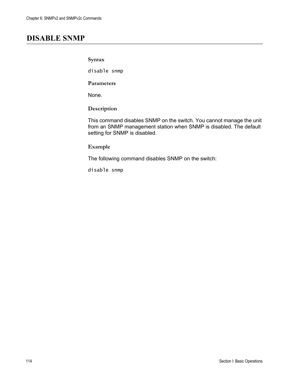 Disable snmp | Allied Telesis AT-S62 User Manual | Page 114 / 656