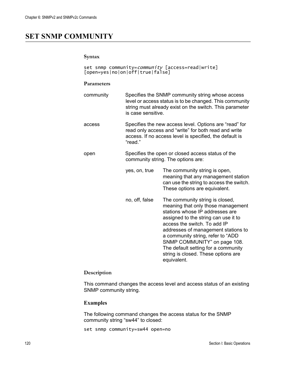 Set snmp community | Allied Telesis AT-S62 User Manual | Page 120 / 656