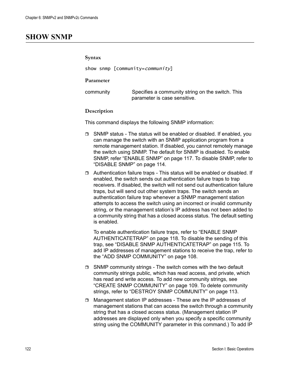Show snmp | Allied Telesis AT-S62 User Manual | Page 122 / 656