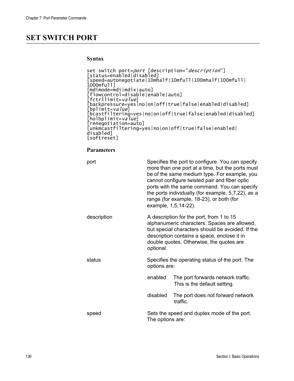 Set switch port | Allied Telesis AT-S62 User Manual | Page 136 / 656
