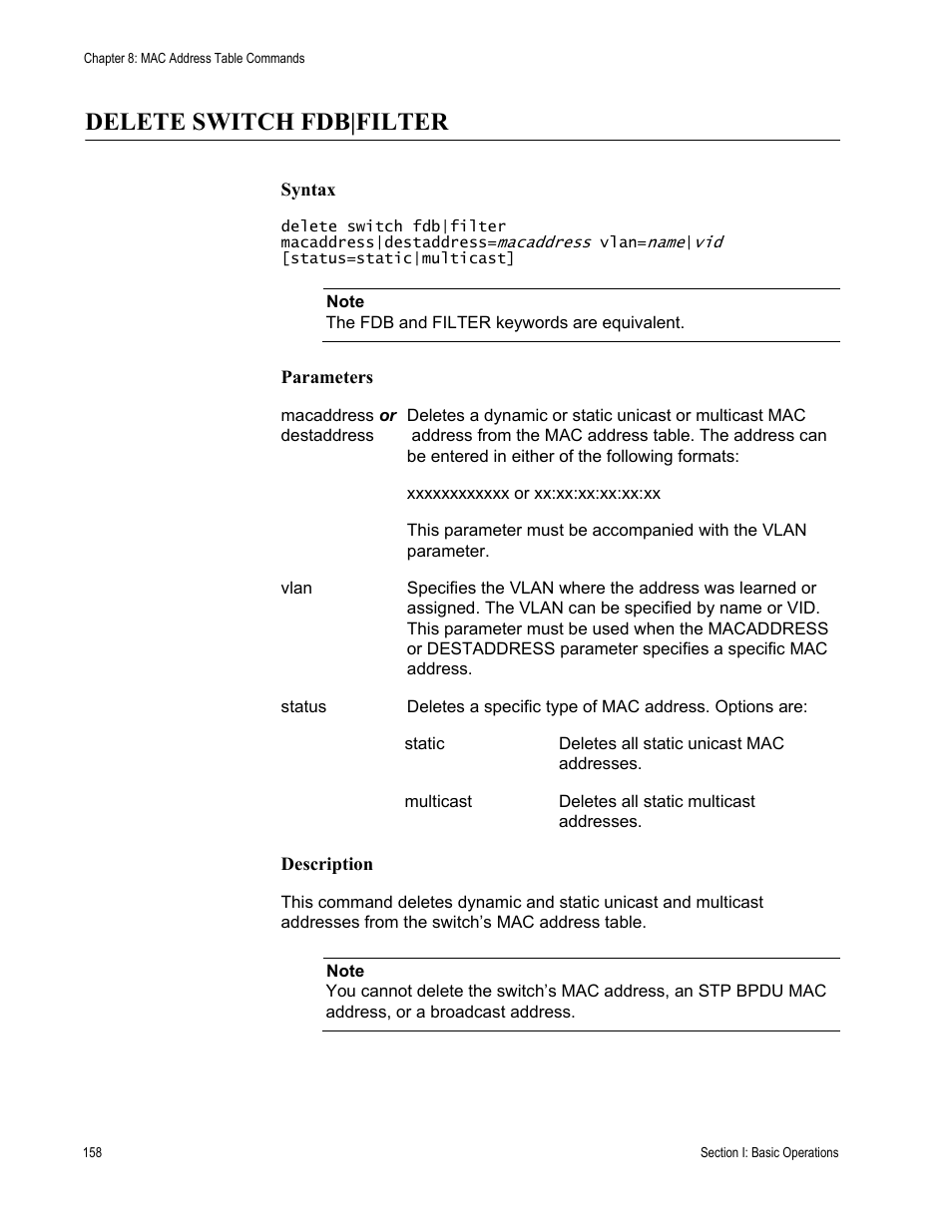 Delete switch fdb|filter | Allied Telesis AT-S62 User Manual | Page 158 / 656