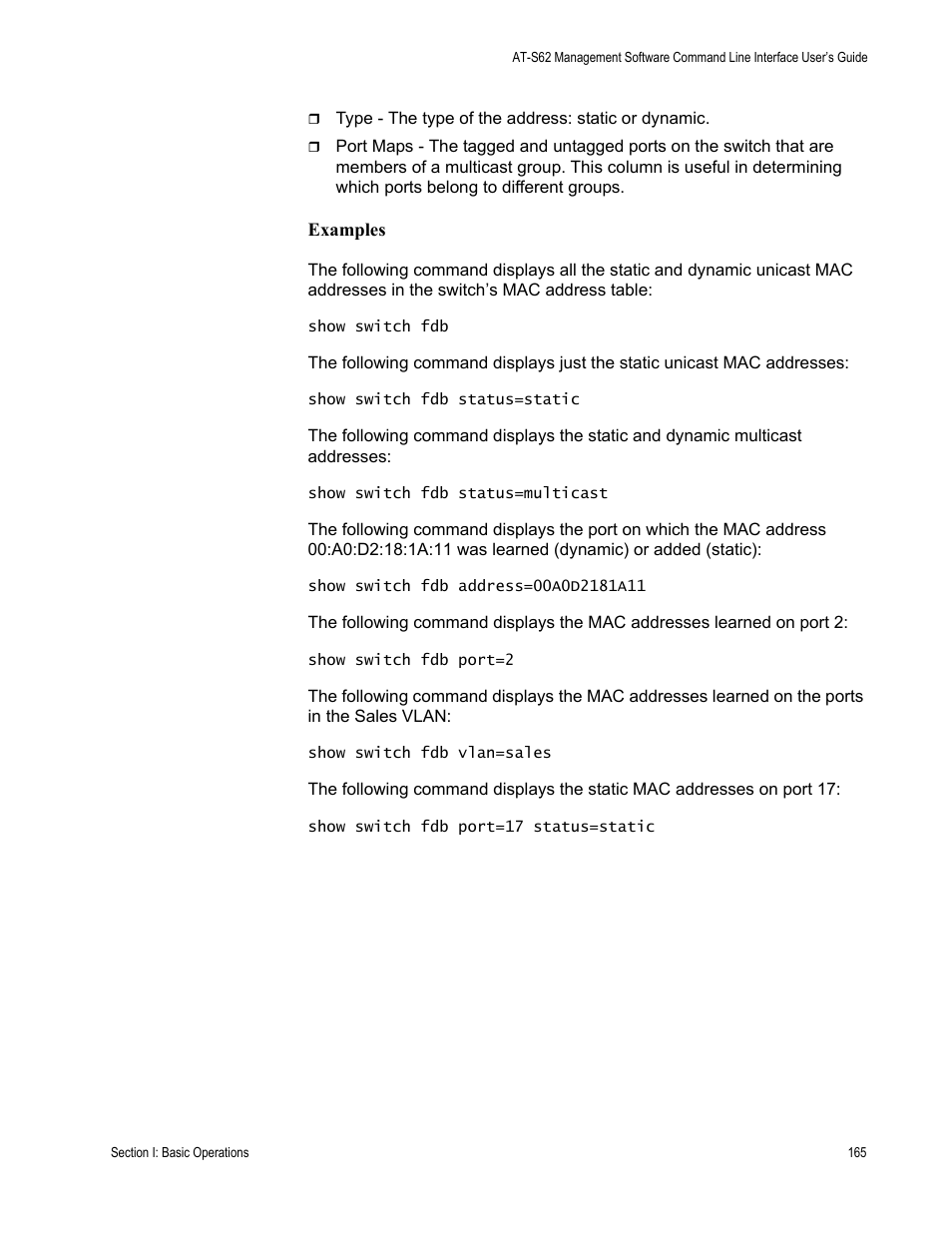 Allied Telesis AT-S62 User Manual | Page 165 / 656