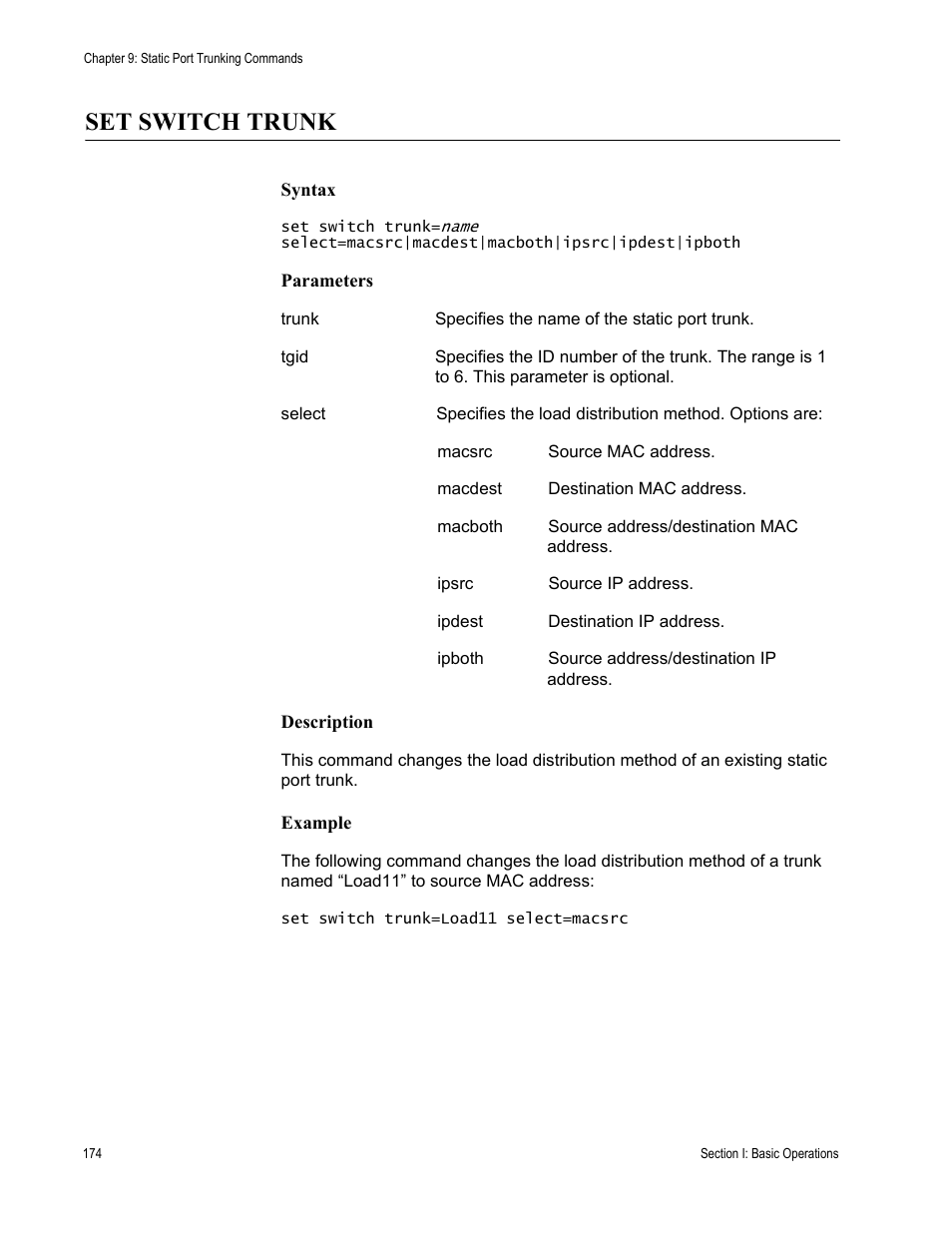 Set switch trunk | Allied Telesis AT-S62 User Manual | Page 174 / 656