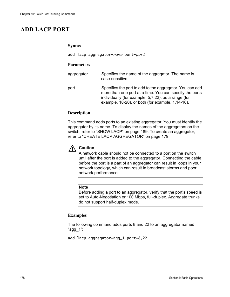 Add lacp port | Allied Telesis AT-S62 User Manual | Page 178 / 656