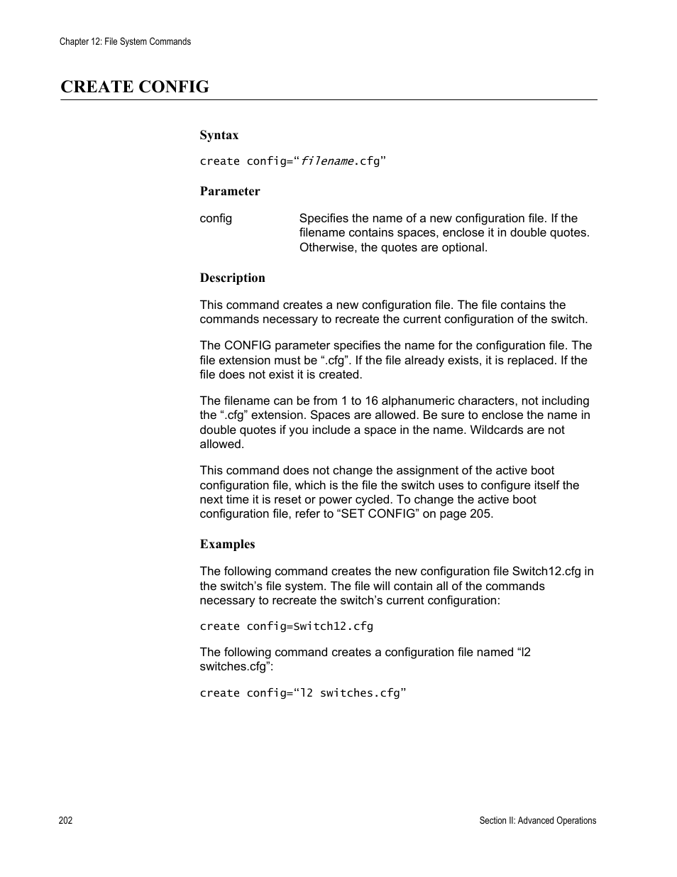 Create config | Allied Telesis AT-S62 User Manual | Page 202 / 656