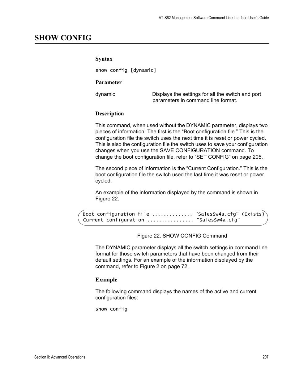 Show config | Allied Telesis AT-S62 User Manual | Page 207 / 656