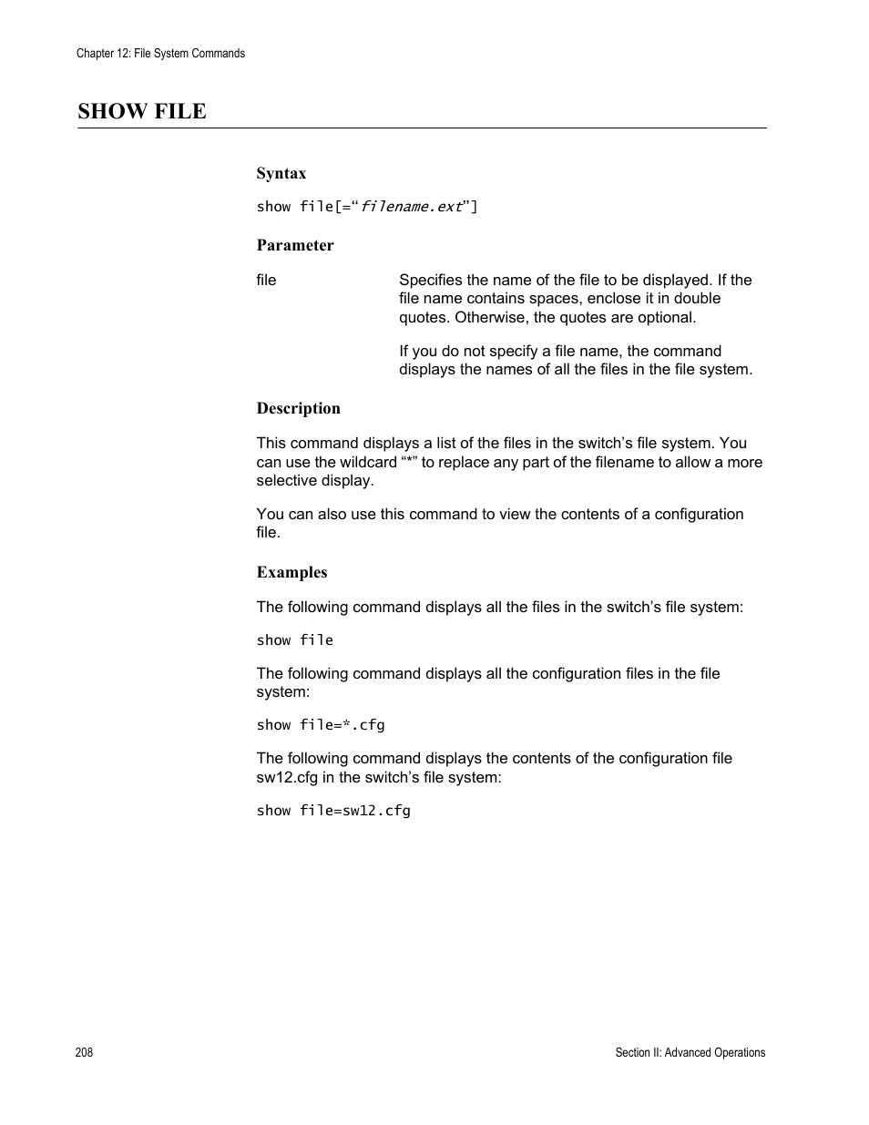 Show file | Allied Telesis AT-S62 User Manual | Page 208 / 656