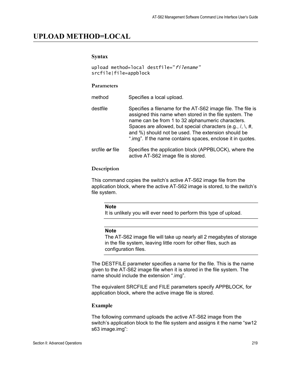 Upload method=local | Allied Telesis AT-S62 User Manual | Page 219 / 656