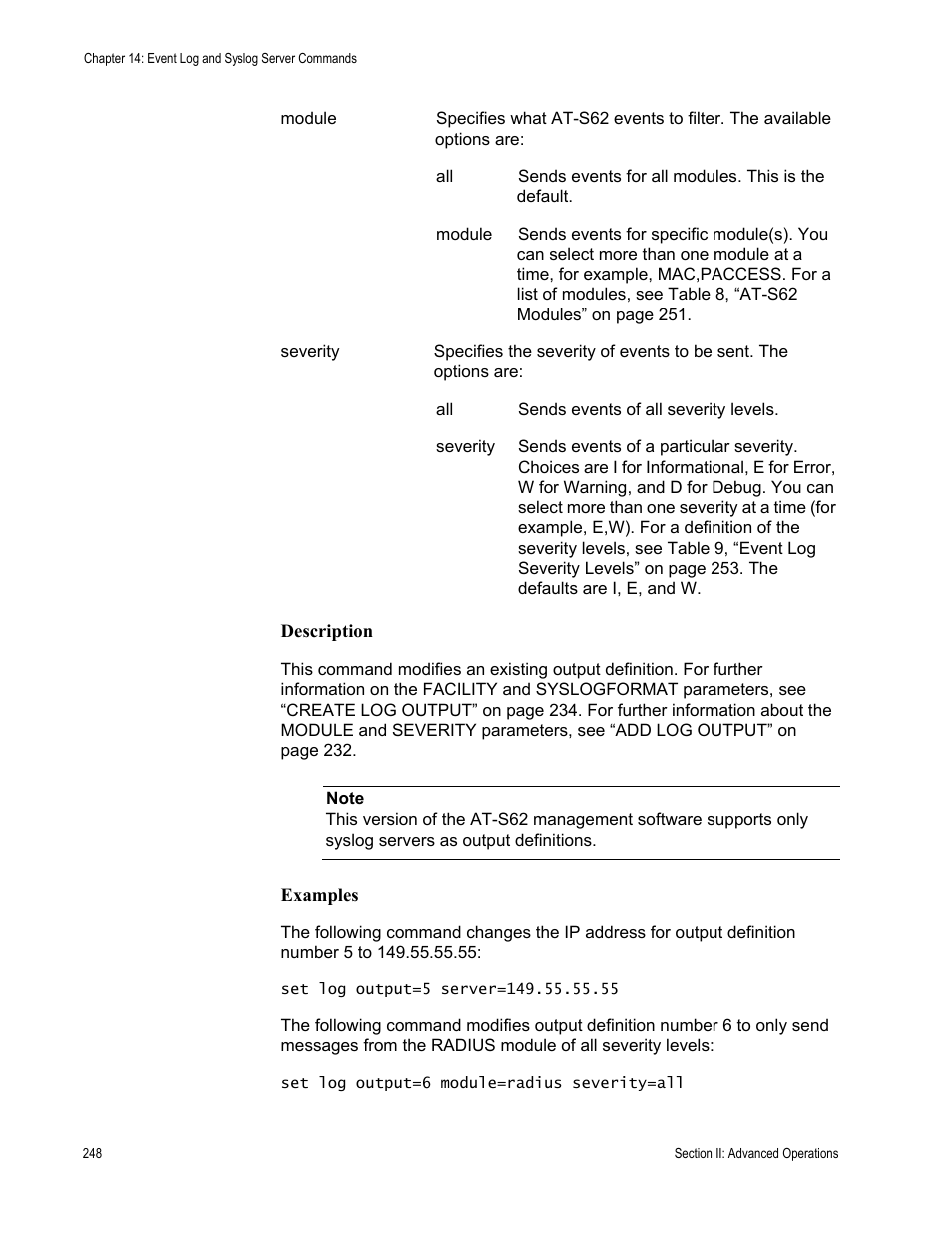 Allied Telesis AT-S62 User Manual | Page 248 / 656