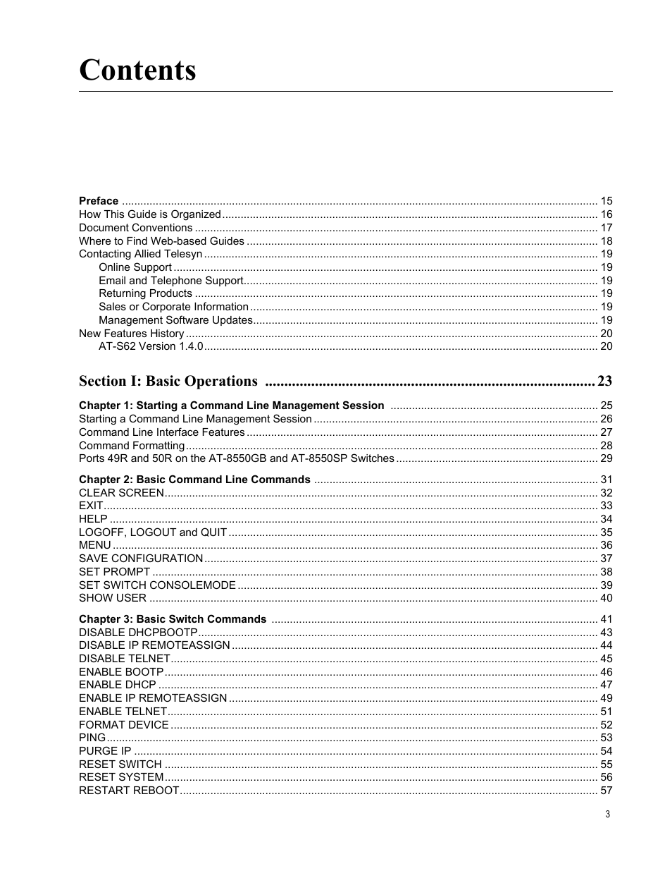 Allied Telesis AT-S62 User Manual | Page 3 / 656