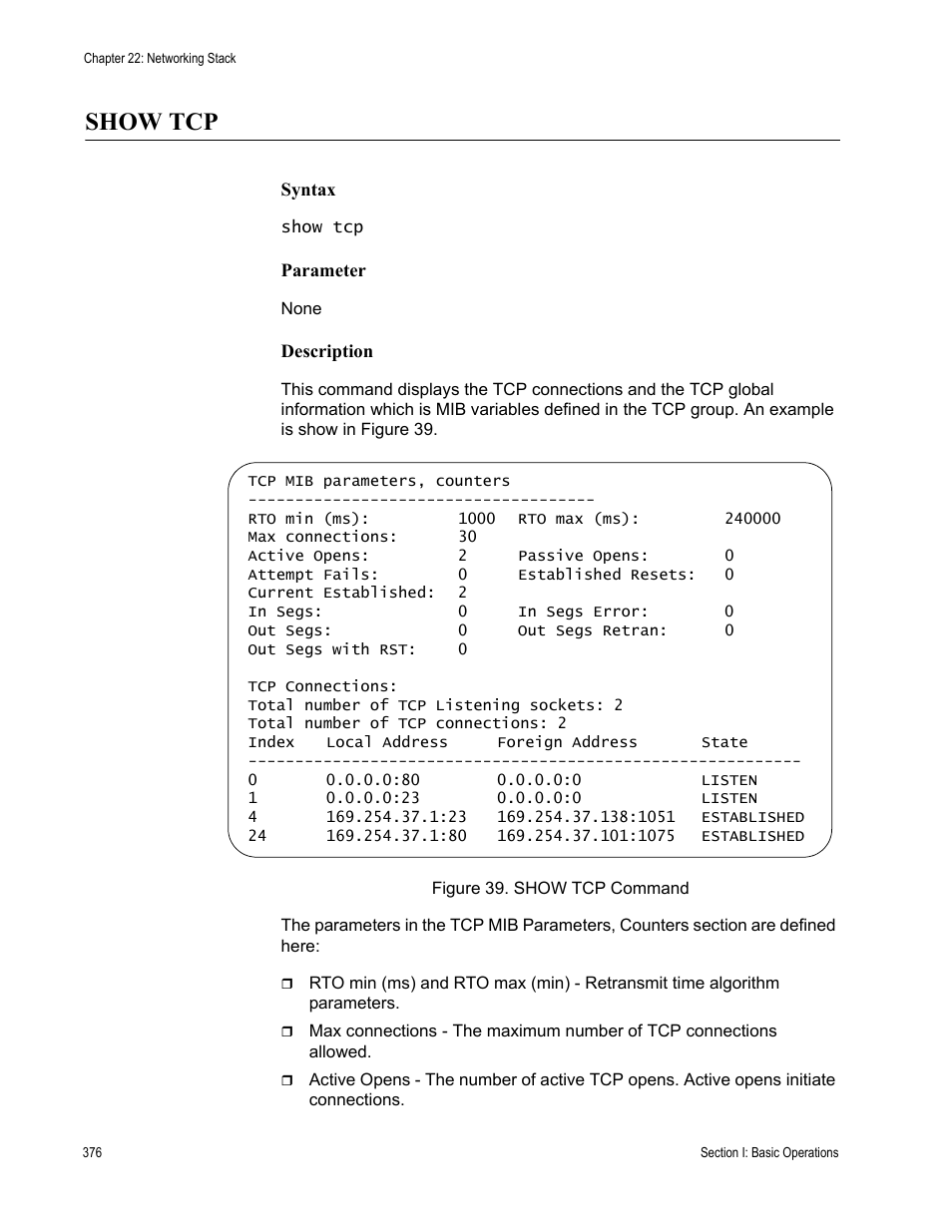 Show tcp | Allied Telesis AT-S62 User Manual | Page 376 / 656