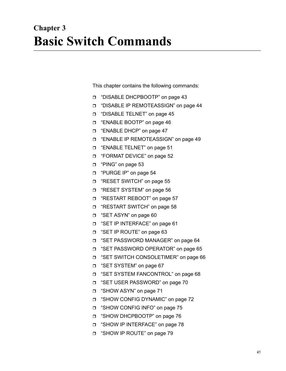 Chapter 3, Basic switch commands | Allied Telesis AT-S62 User Manual | Page 41 / 656