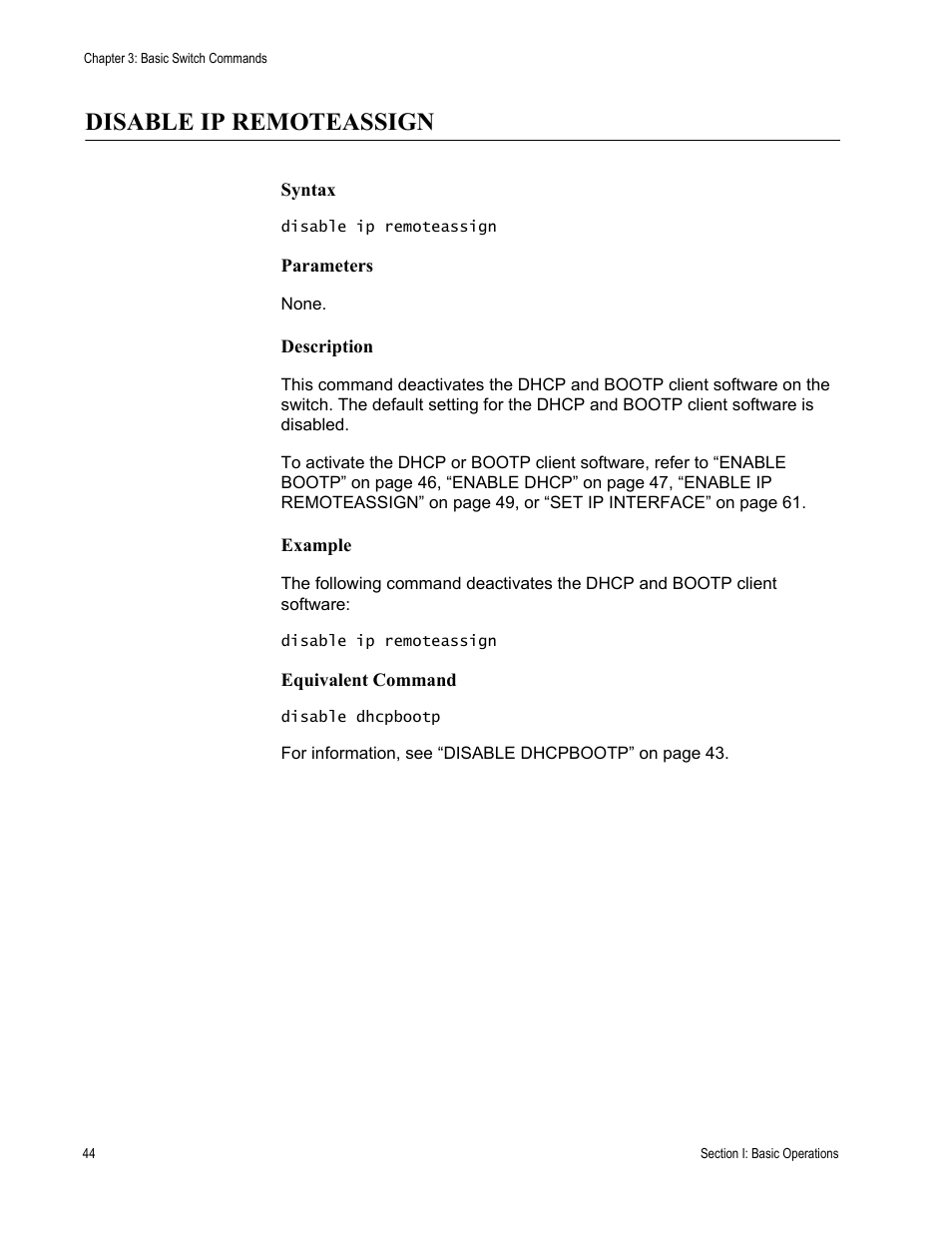 Disable ip remoteassign | Allied Telesis AT-S62 User Manual | Page 44 / 656