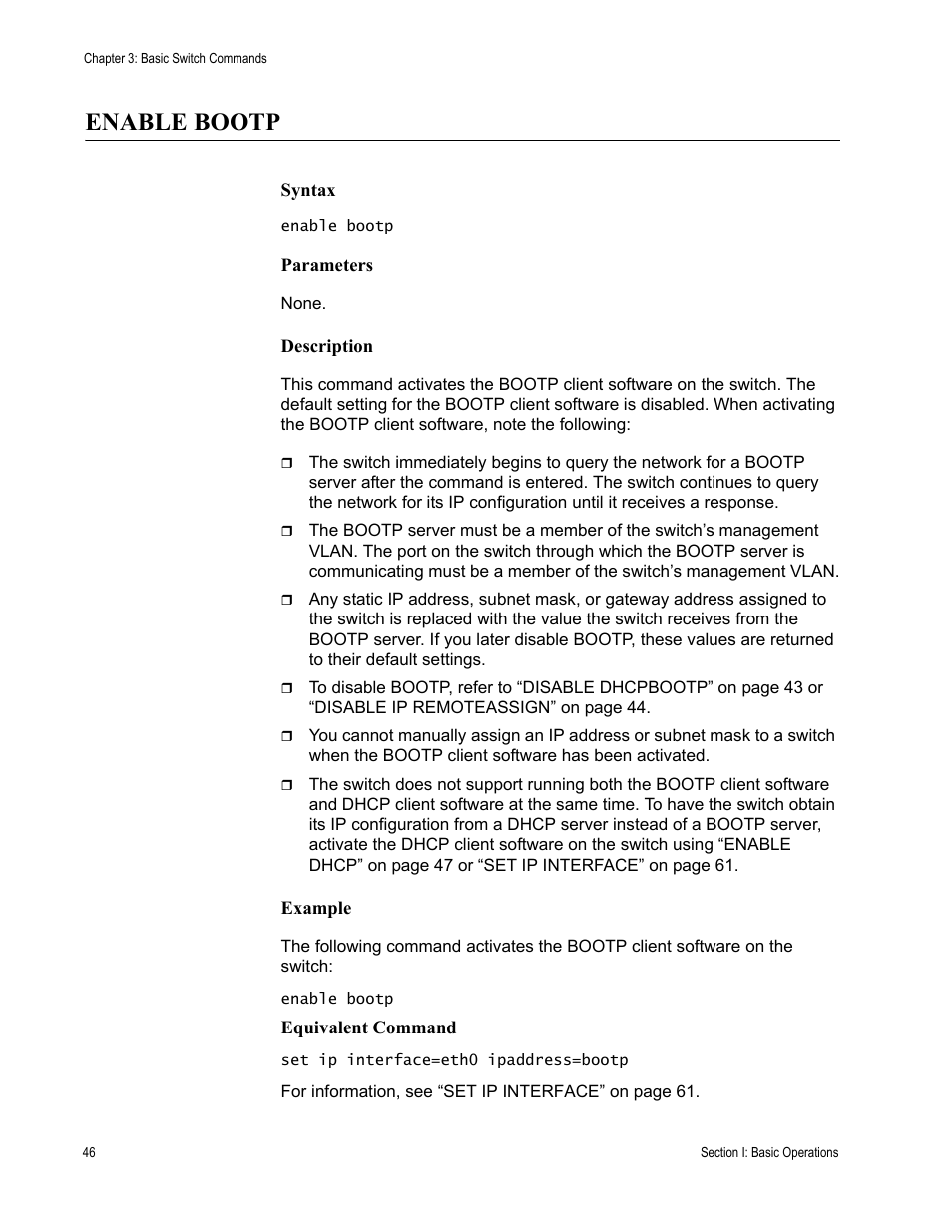 Enable bootp | Allied Telesis AT-S62 User Manual | Page 46 / 656