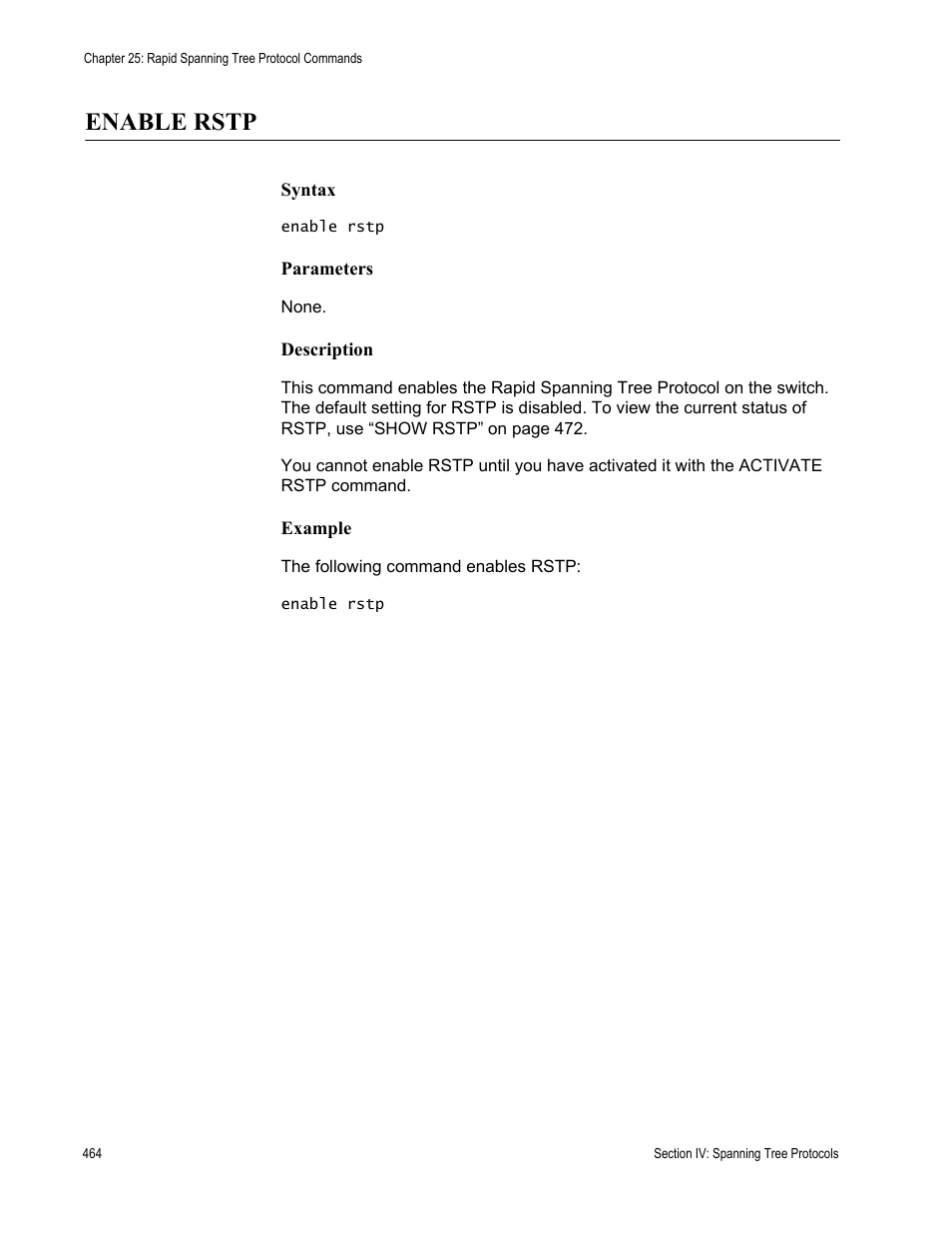 Enable rstp | Allied Telesis AT-S62 User Manual | Page 464 / 656
