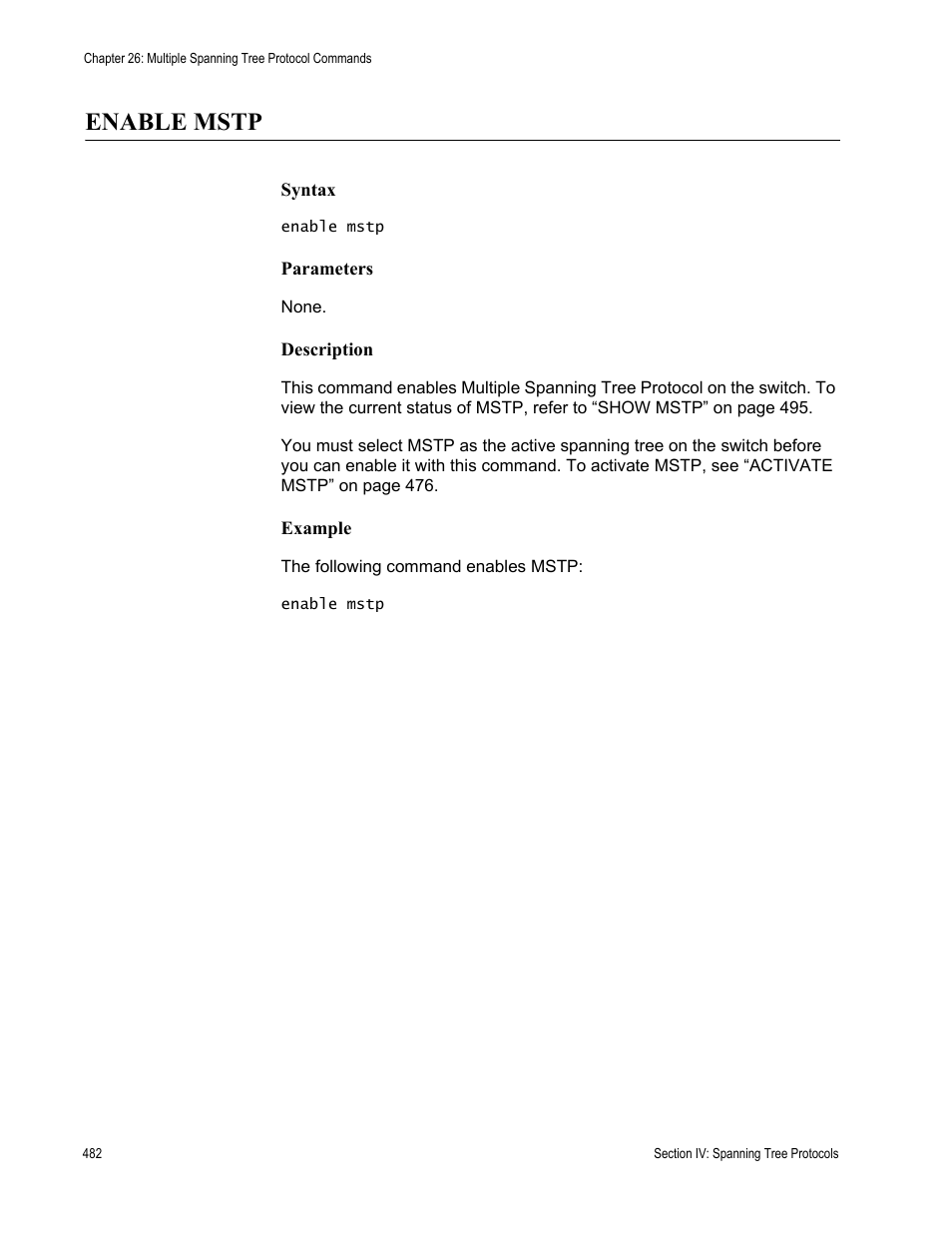 Enable mstp | Allied Telesis AT-S62 User Manual | Page 482 / 656