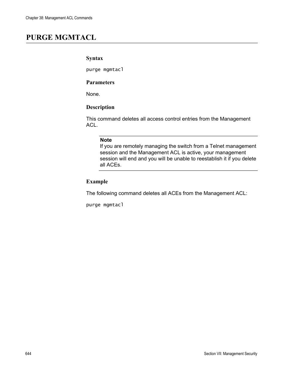 Purge mgmtacl | Allied Telesis AT-S62 User Manual | Page 644 / 656