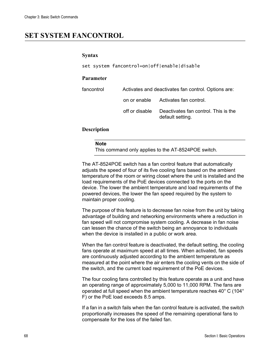 Set system fancontrol | Allied Telesis AT-S62 User Manual | Page 68 / 656