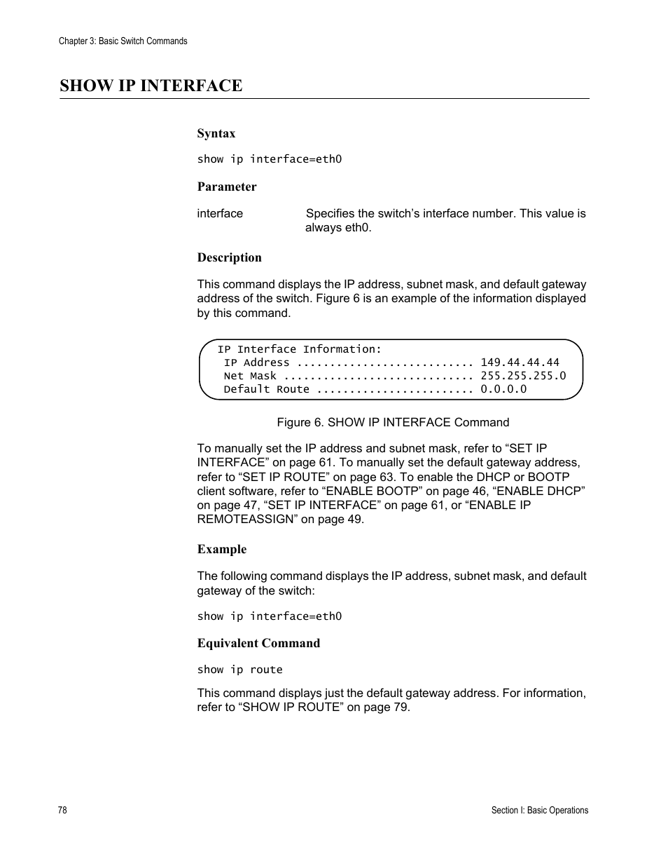 Show ip interface | Allied Telesis AT-S62 User Manual | Page 78 / 656