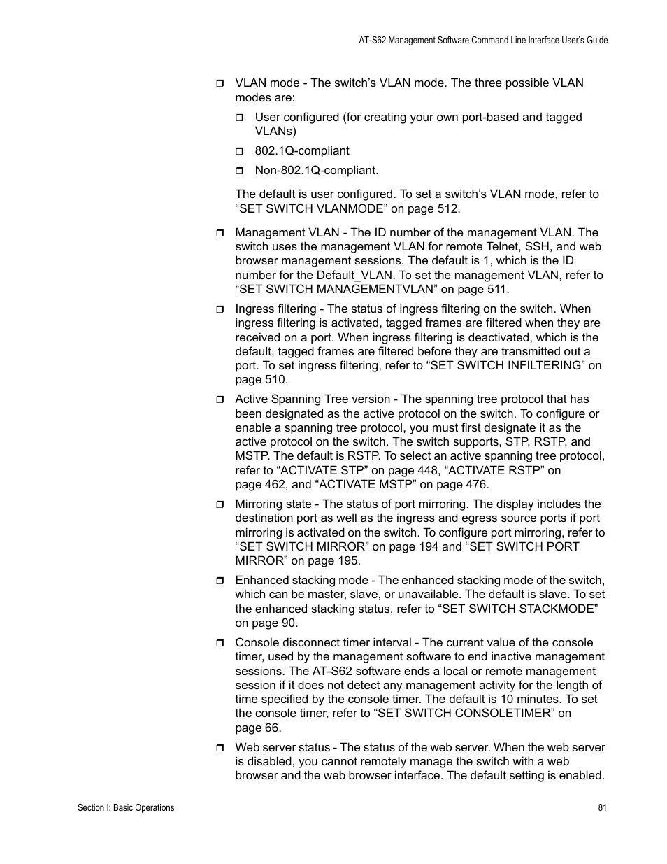 Allied Telesis AT-S62 User Manual | Page 81 / 656