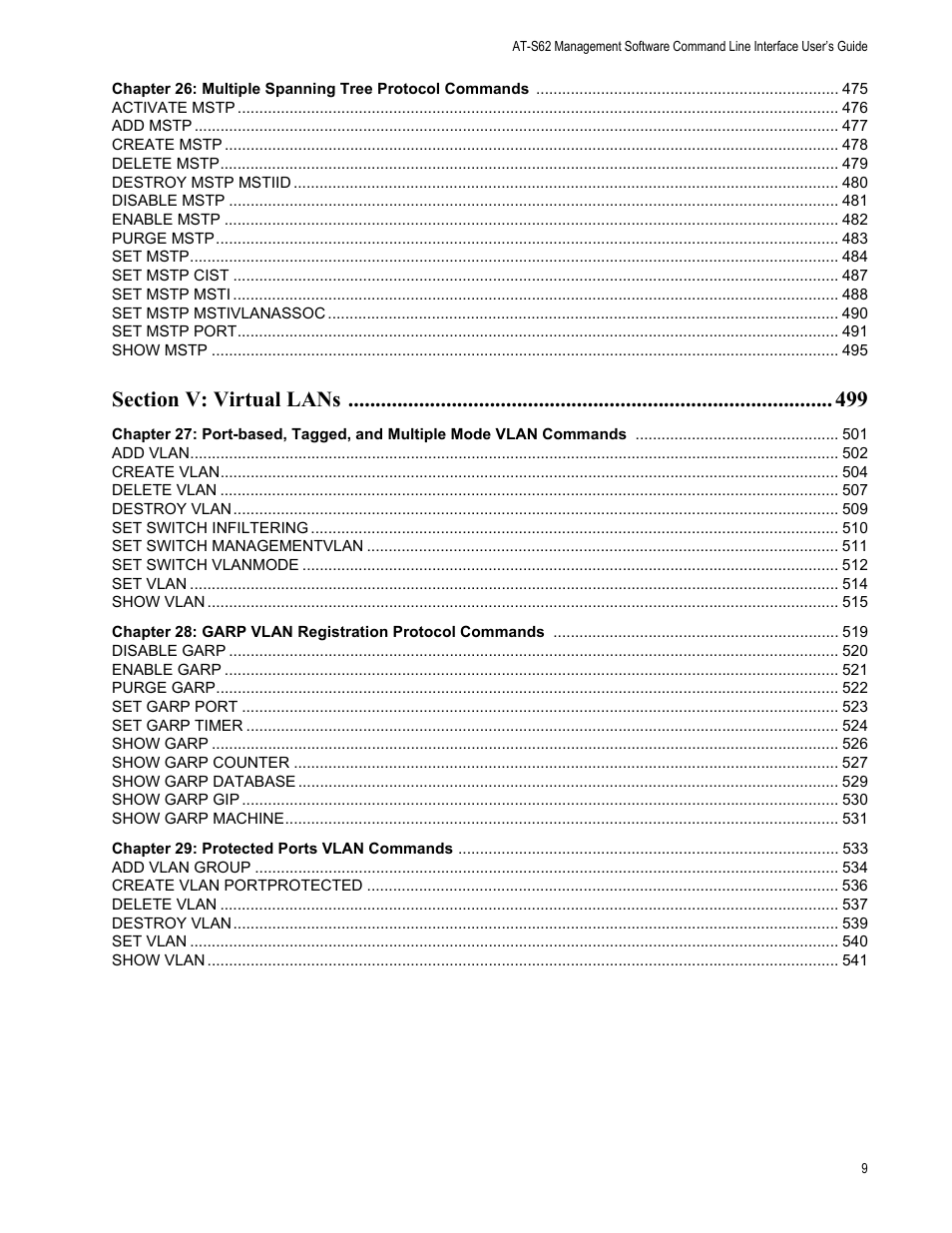 Allied Telesis AT-S62 User Manual | Page 9 / 656