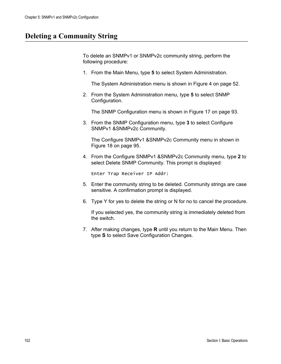 Deleting a community string | Allied Telesis AT-S62 User Manual | Page 102 / 822