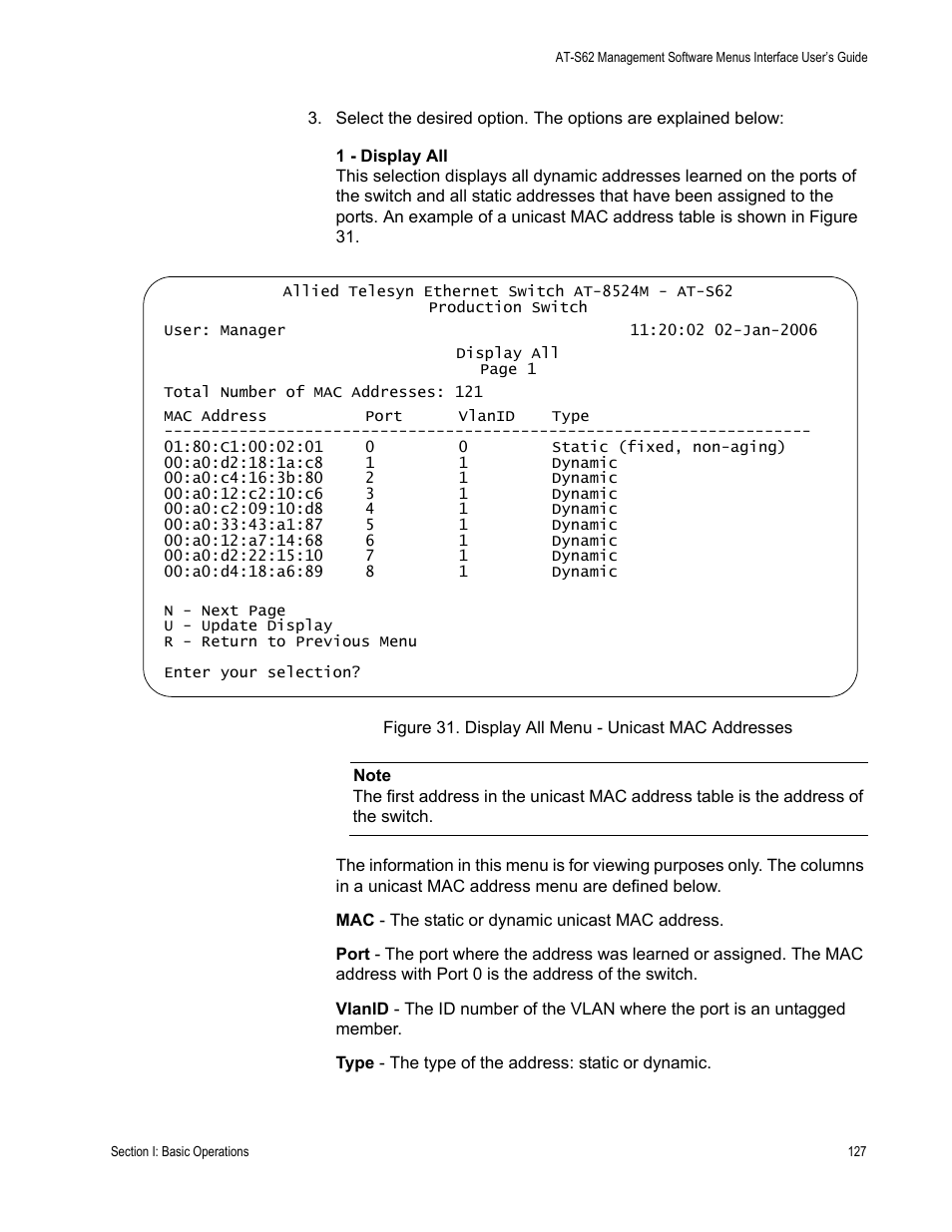 Allied Telesis AT-S62 User Manual | Page 127 / 822