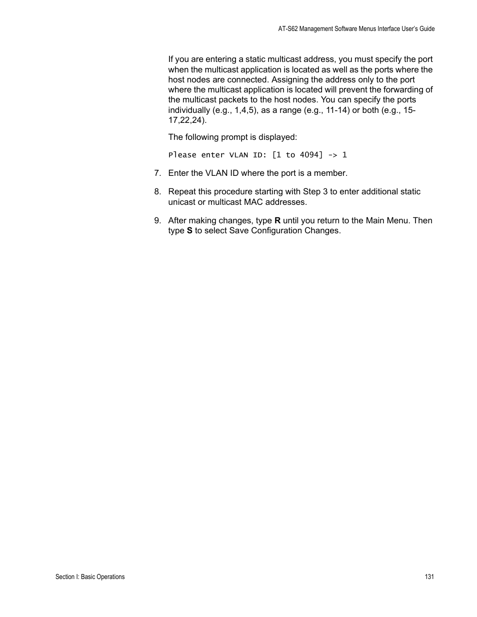 Allied Telesis AT-S62 User Manual | Page 131 / 822