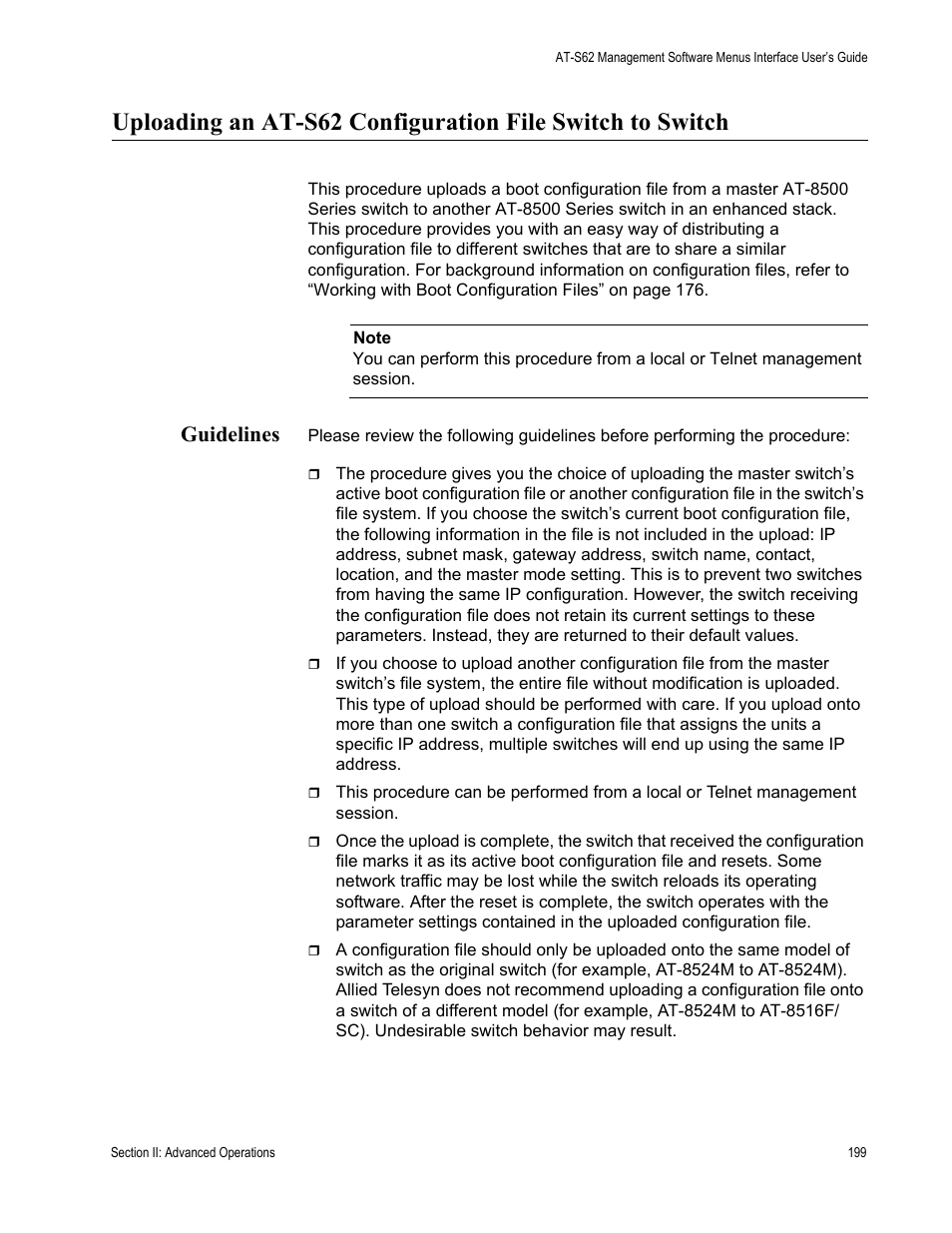 Guidelines | Allied Telesis AT-S62 User Manual | Page 199 / 822