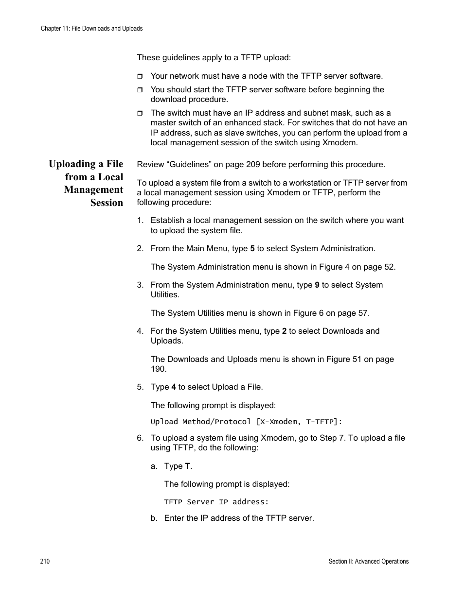 Uploading a file from a local management session | Allied Telesis AT-S62 User Manual | Page 210 / 822