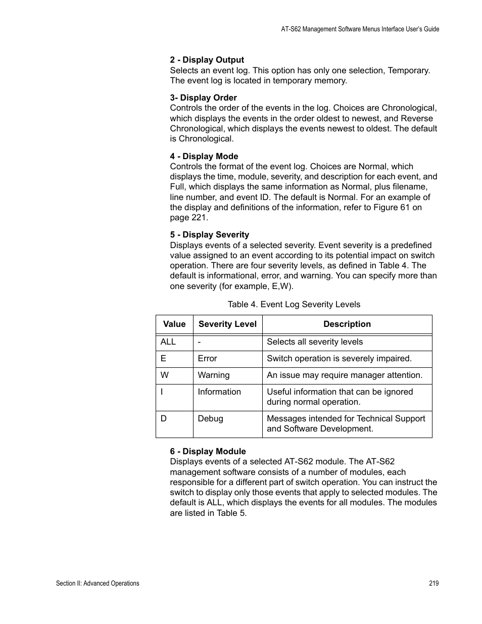 Allied Telesis AT-S62 User Manual | Page 219 / 822