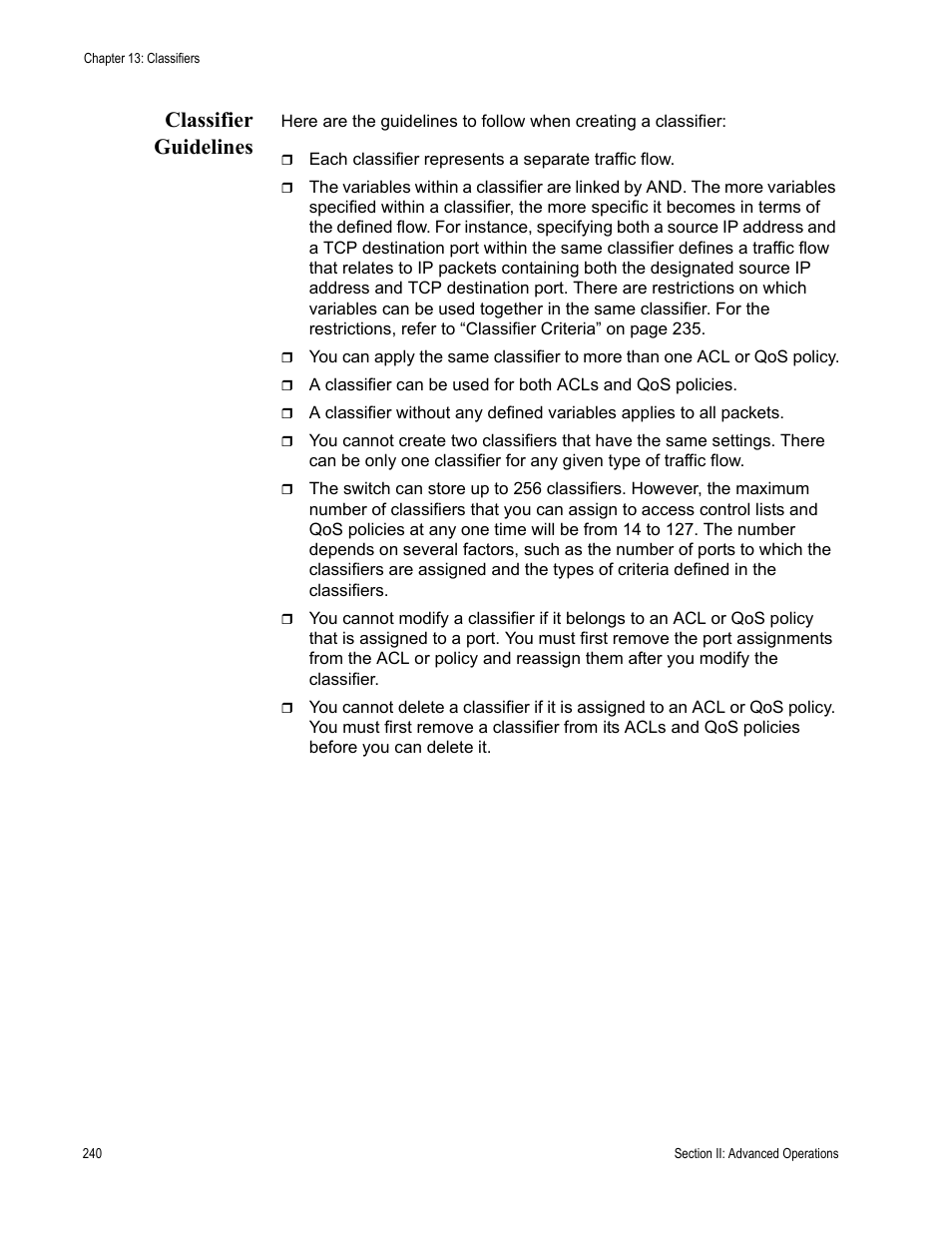 Classifier guidelines | Allied Telesis AT-S62 User Manual | Page 240 / 822