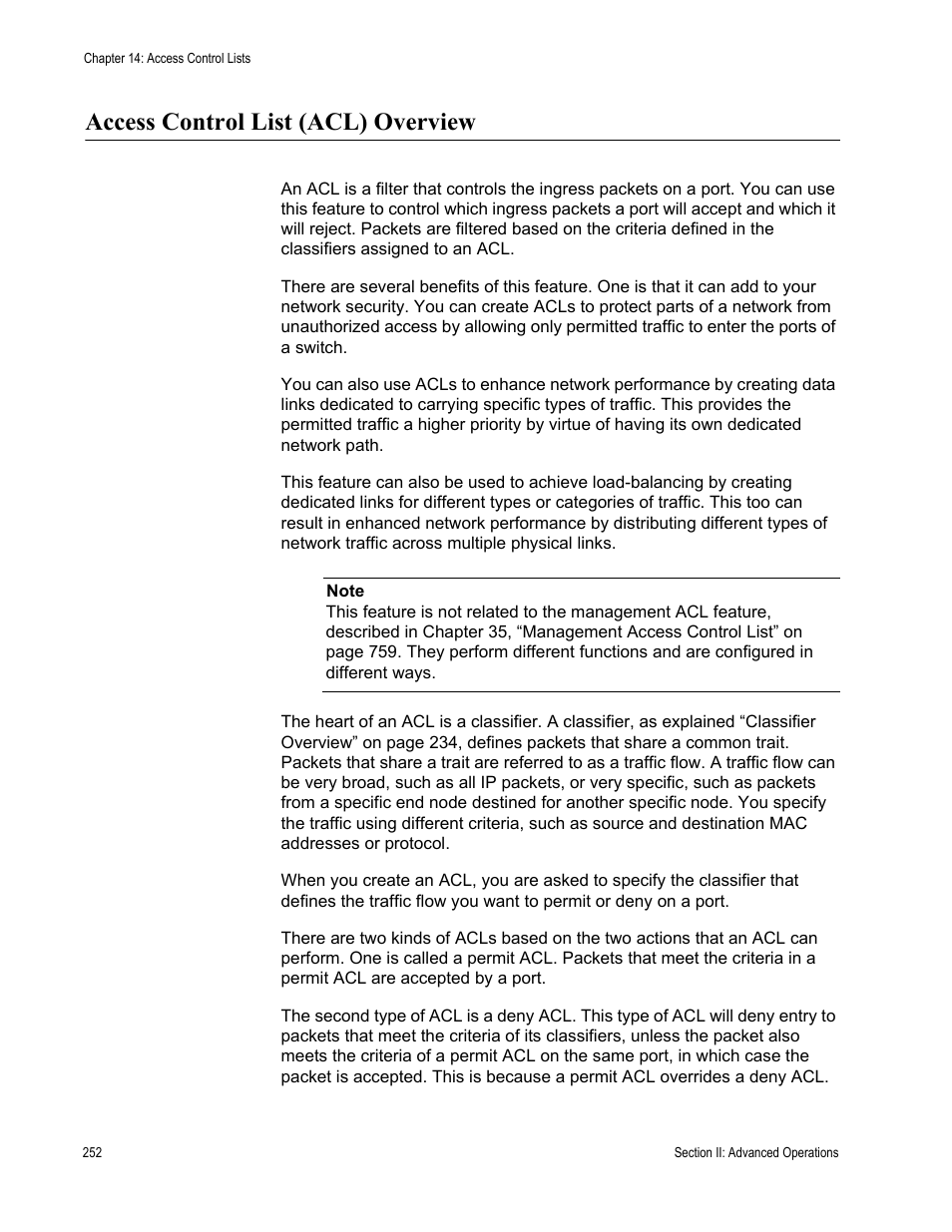Access control list (acl) overview | Allied Telesis AT-S62 User Manual | Page 252 / 822