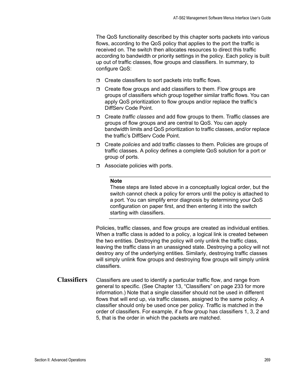 Classifiers | Allied Telesis AT-S62 User Manual | Page 269 / 822