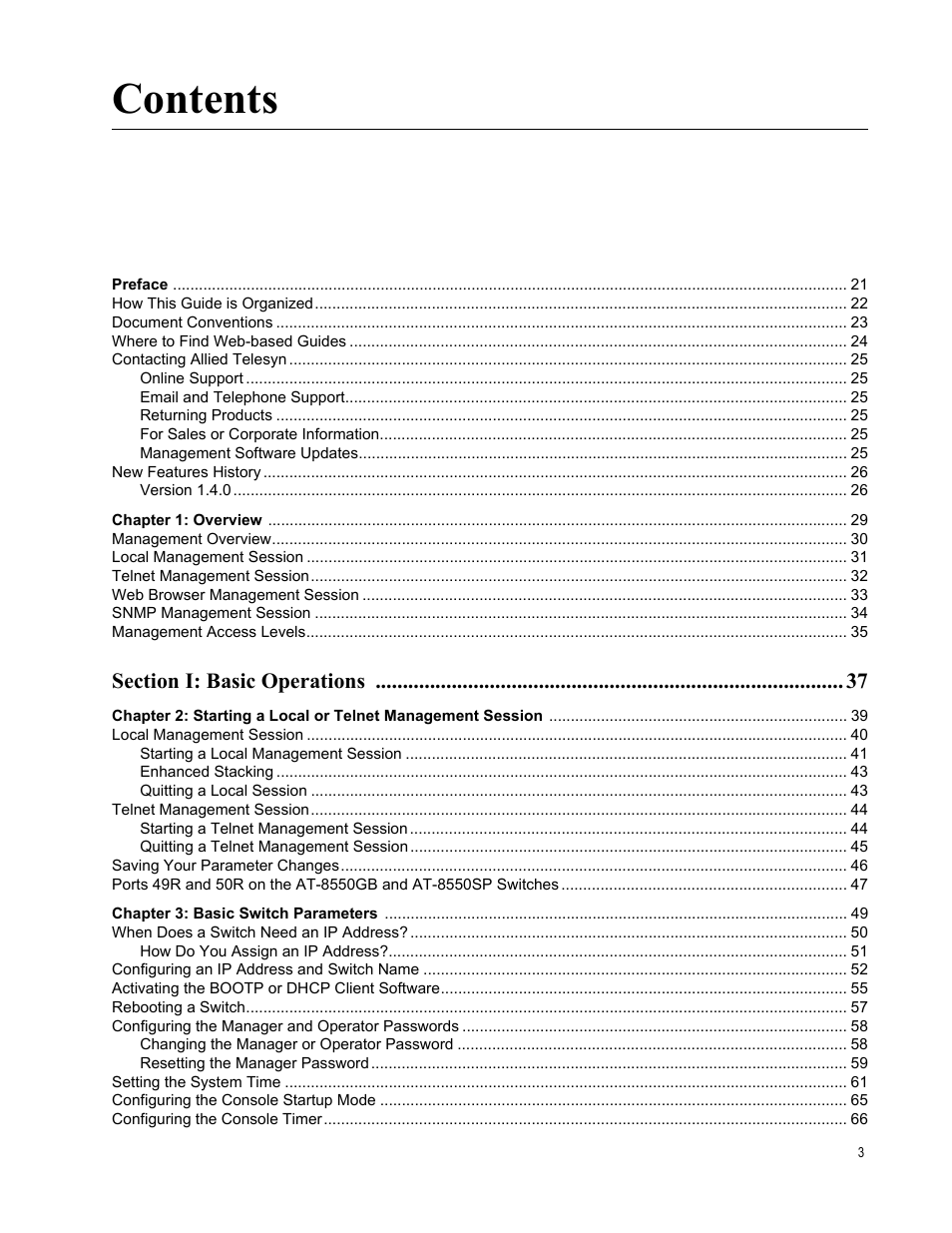 Allied Telesis AT-S62 User Manual | Page 3 / 822
