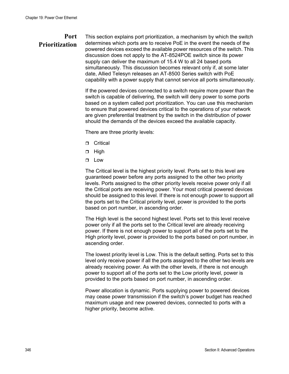 Port prioritization | Allied Telesis AT-S62 User Manual | Page 346 / 822