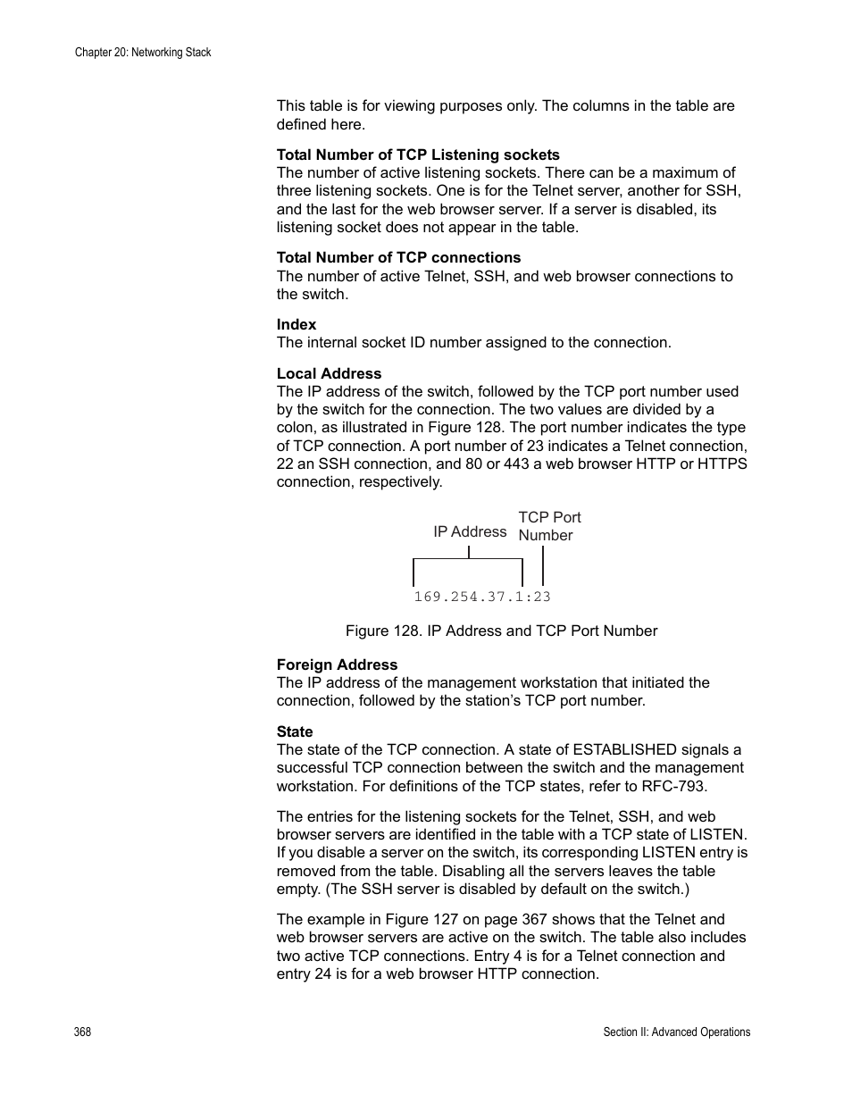 Figure 128: ip address and tcp port number | Allied Telesis AT-S62 User Manual | Page 368 / 822