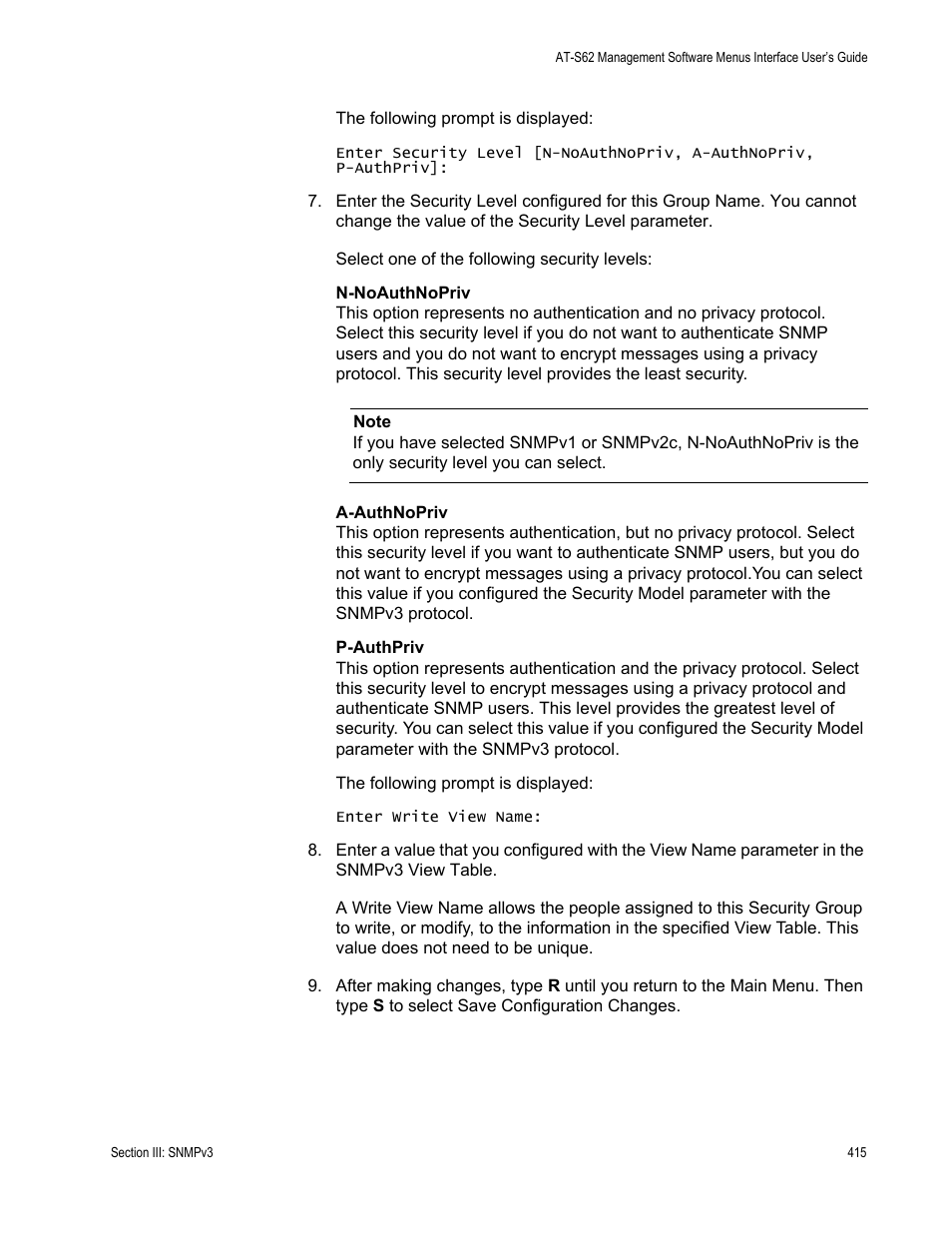 Allied Telesis AT-S62 User Manual | Page 415 / 822