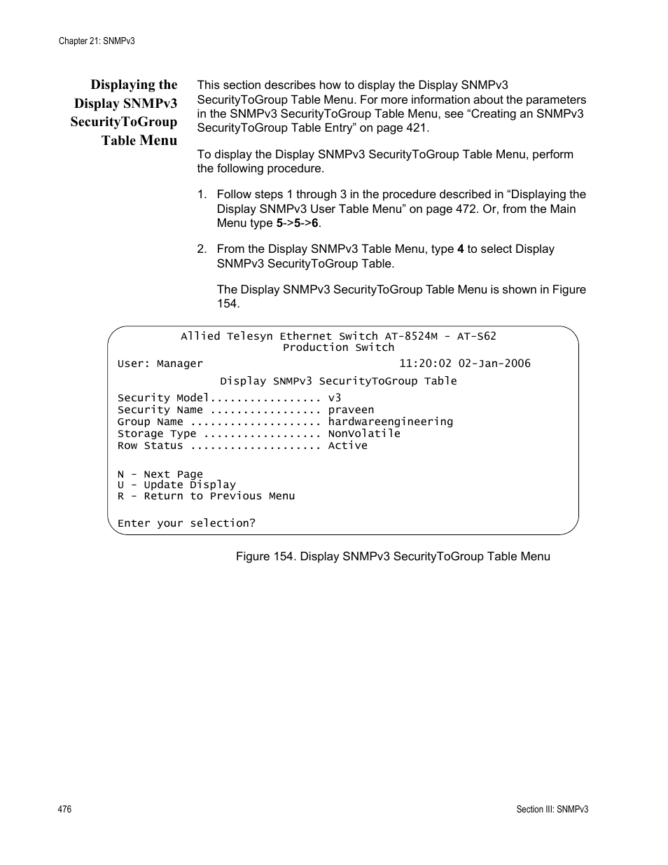 Menu | Allied Telesis AT-S62 User Manual | Page 476 / 822