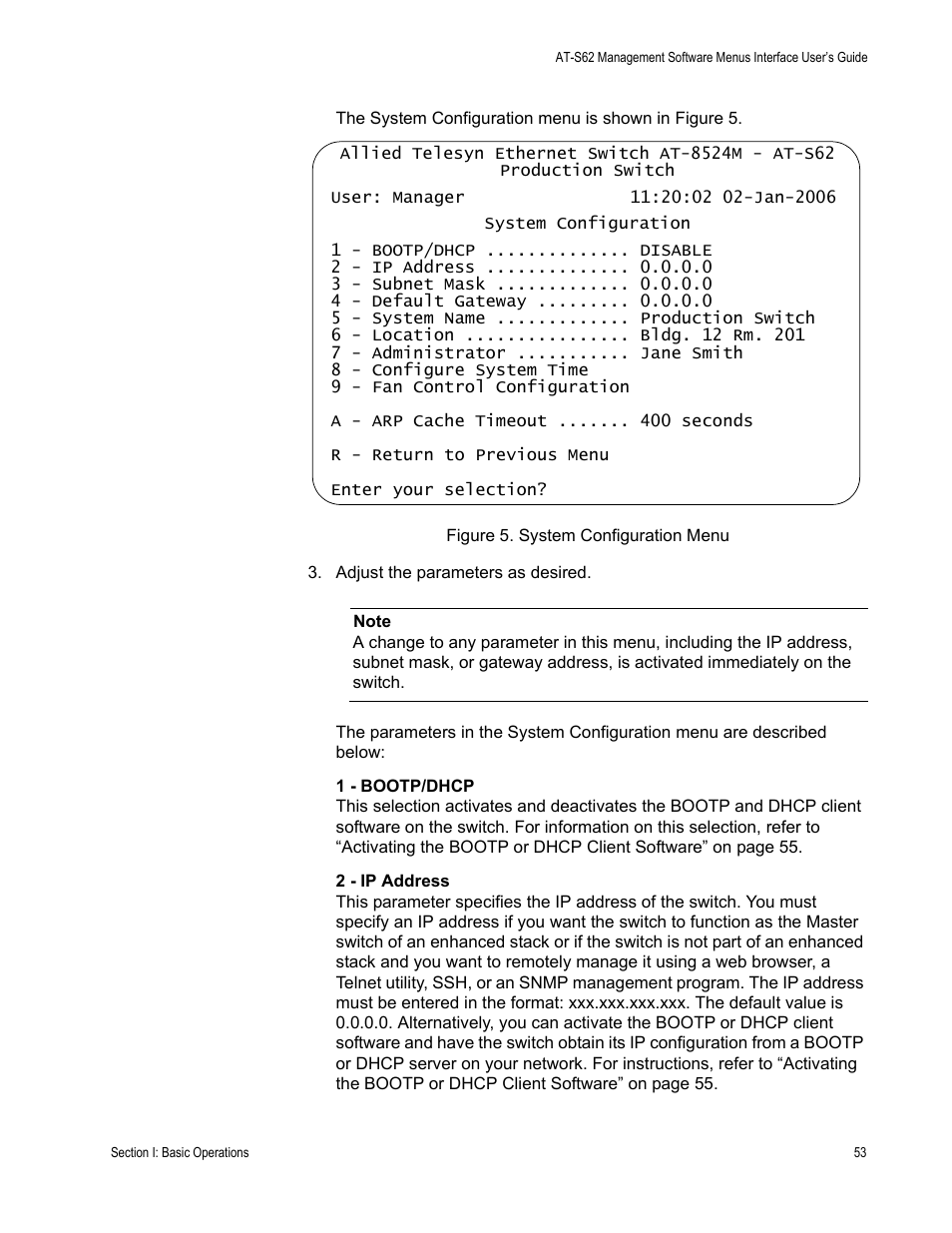 Figure 5: system configuration menu | Allied Telesis AT-S62 User Manual | Page 53 / 822