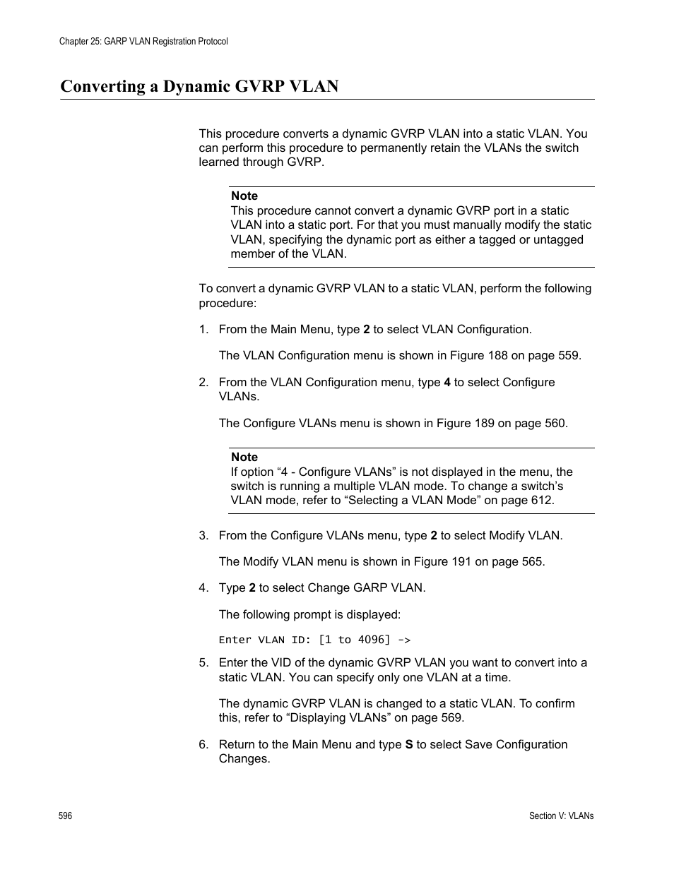 Converting a dynamic gvrp vlan | Allied Telesis AT-S62 User Manual | Page 596 / 822