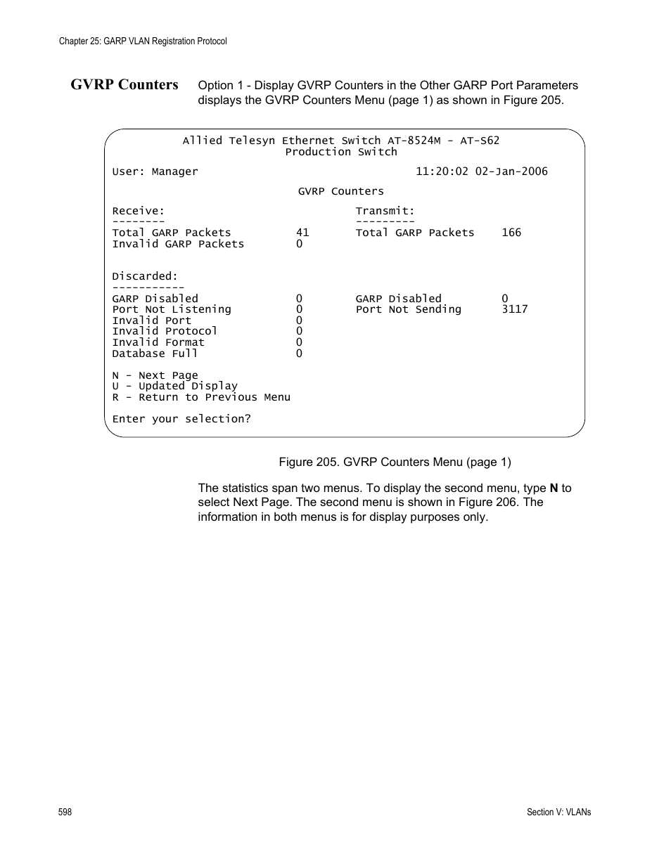 Gvrp counters | Allied Telesis AT-S62 User Manual | Page 598 / 822